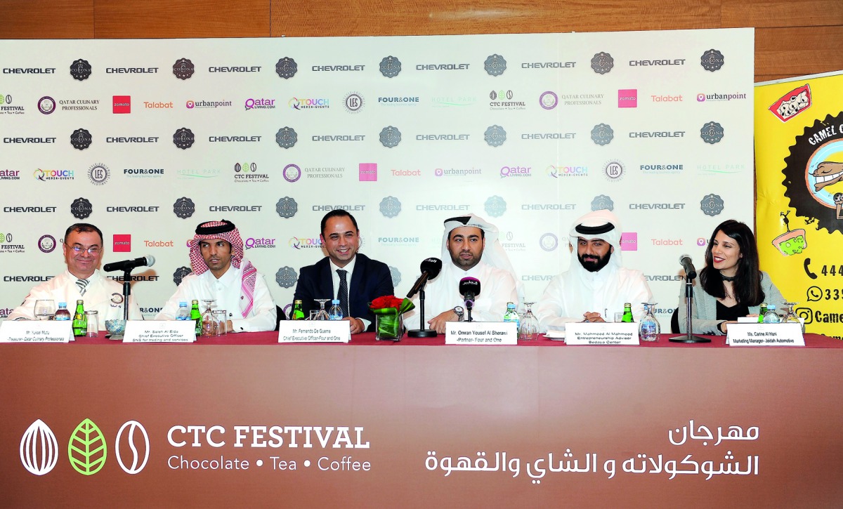 Omran Youser Al Sherawi (fourth left), Partner, Four and One; Fernando De Guama (third left), Chief Executive Officer, Four and One; with (from left), Yuksel Mutlu, Treasurer, Qatar Culinary Professionals; Salah Al Eida, CEO, SNS for Trading and Services;