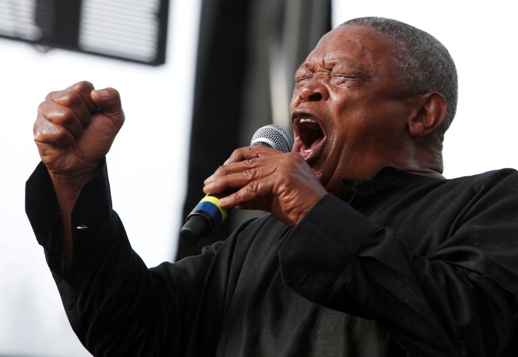 File photo of South African trumpeter and musician Hugh Masekela performing on the final day of the 21st Annual St. Lucia Jazz festival at Pigeon Island National Landmark, May 13, 2012. REUTERS/Andrea De Silva/File Photo