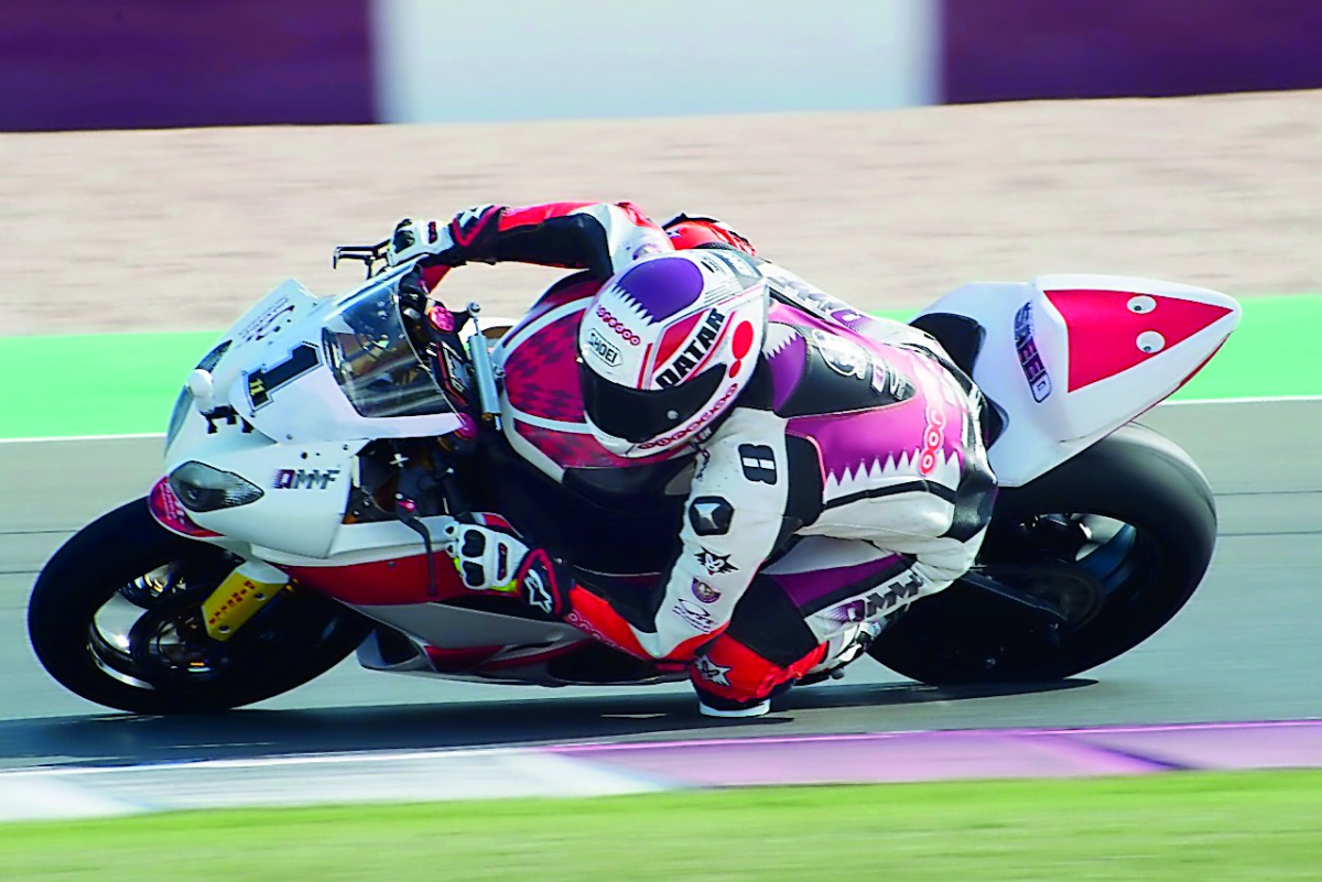 Saeed Al Sulaiti in action during round one of Qatar Superstock 600 at Losail Circuit. 