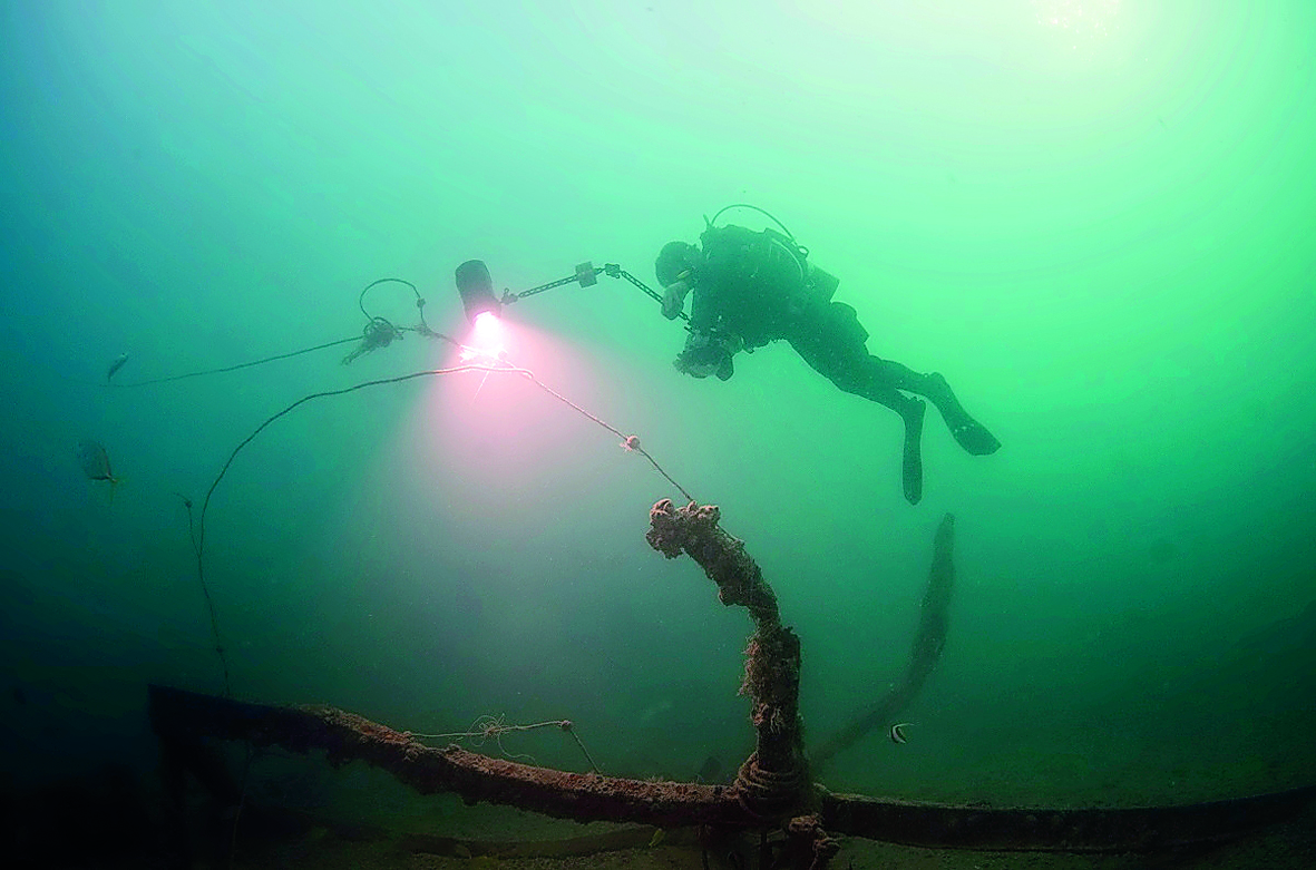 A team conducting maritime archaeology survey.