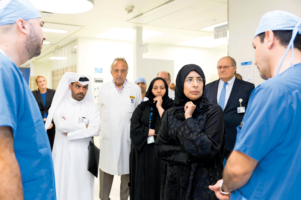 Minister of Public Health, H E Dr Hanan Mohamed Al Kuwari, touring the state-of-the-art facility of the phase two of Hamad General Hospital’s  surgical services expansion, after its inauguration yesterday. 
