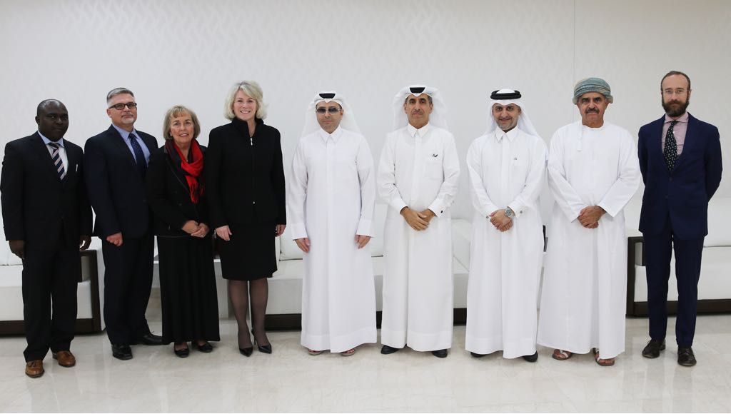 H E Dr. Mohammed bin Abdul Wahid Ali Al Hammadi, Minister of Education and Higher Education and Dr Elizabeth Cannon, President of the University of Calgary, Canada, with other officials during the signing of a new five-year cooperation agreement. 