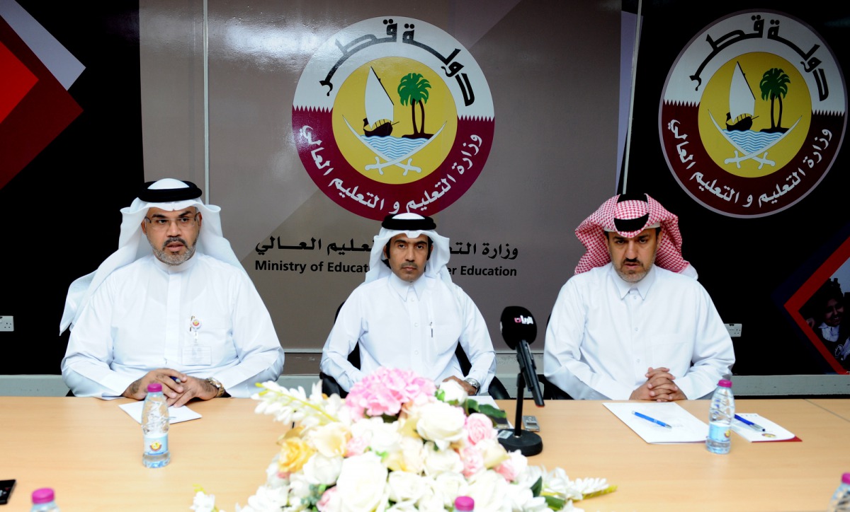 Tarek Al Abdullah, Advisor of the Minister of Education and Higher Education for Private Schools Affairs; Hamad Al Ghali, Director of the Private Schools’ Licensing; and Hassan Al Mohammadi, Director of Public Relations and Media at the Ministry, during t