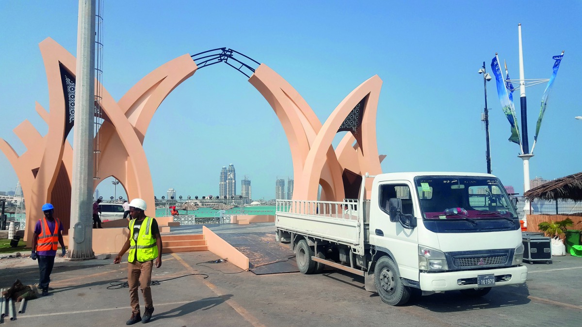 Preparations going on at the southern area of Katara for the Halal Qatar Festival.