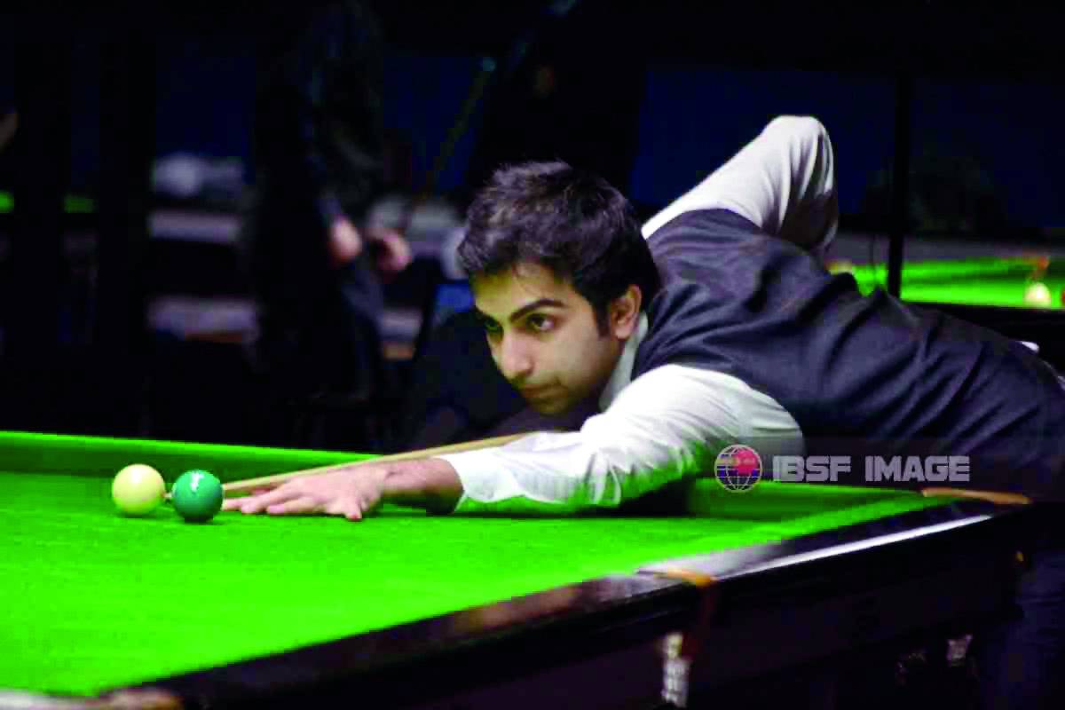 Pankaj Advani  of team India 2 ponders his next move during the World Snooker Team Cup 2018 quarter-final clash in Doha yesterday.
