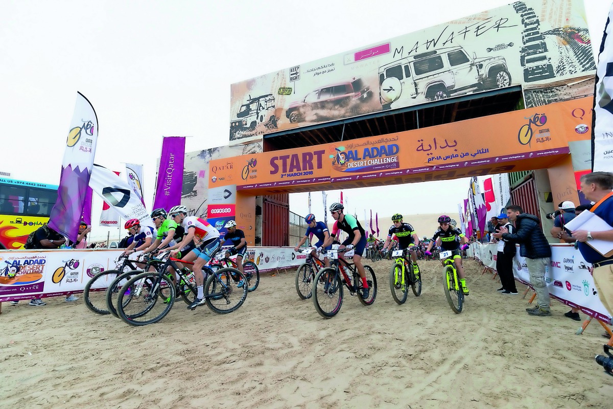 Riders kick off the Al Adaid Desert Challenge 2018 on Friday.