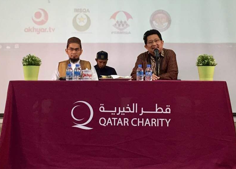 Indonesian Ambassador to Qatar, Air Marshal (Ret) Muhammad Basri Sidehabi speaking during the lecture programme.