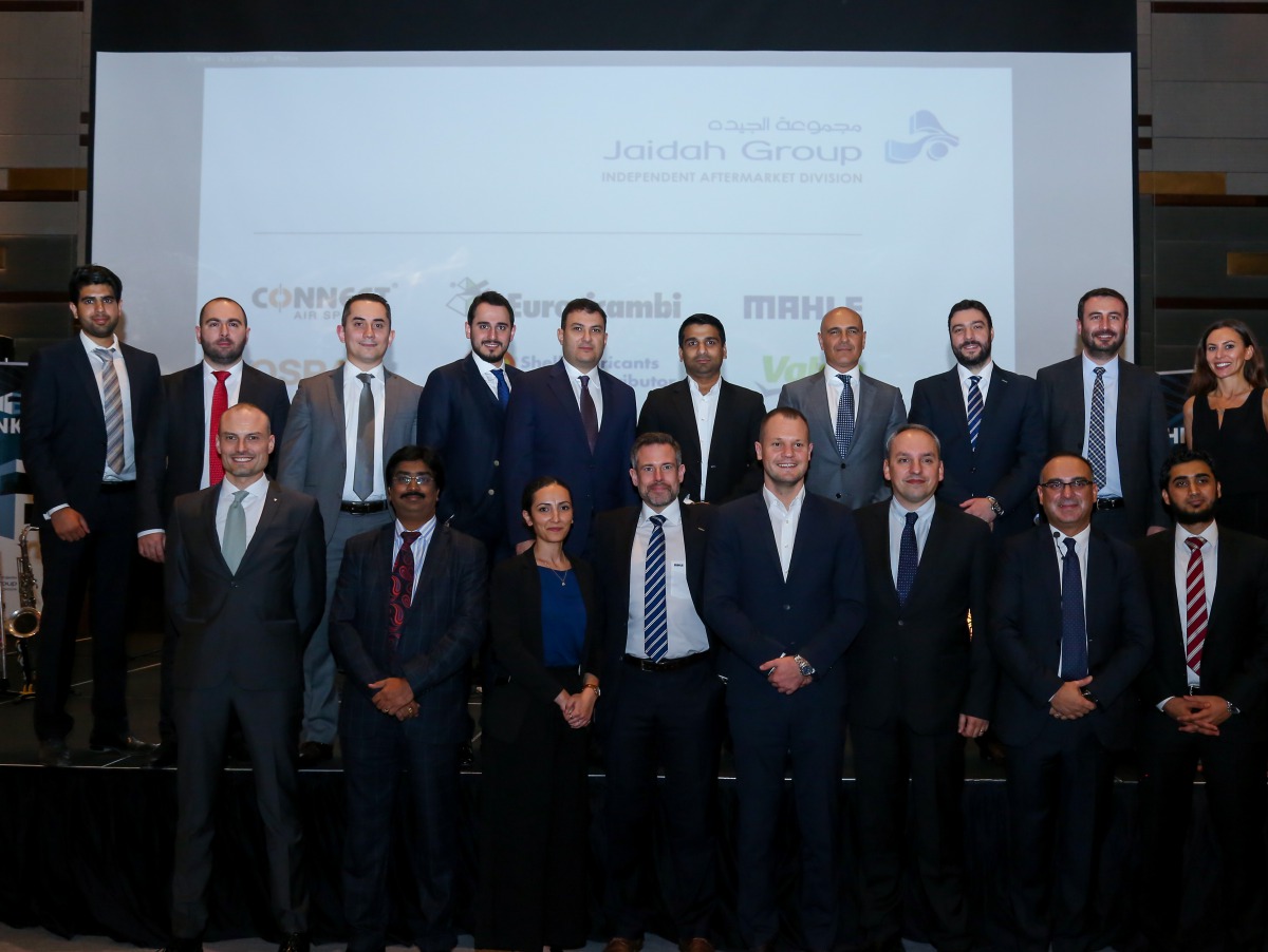 Officials during the launch of a new dedicated Truck Spare Parts Department of Jaidah Group’s Independent Aftermarket (IAM) Division in an event titled Think: Trucks, Parts, Jaidah. 
