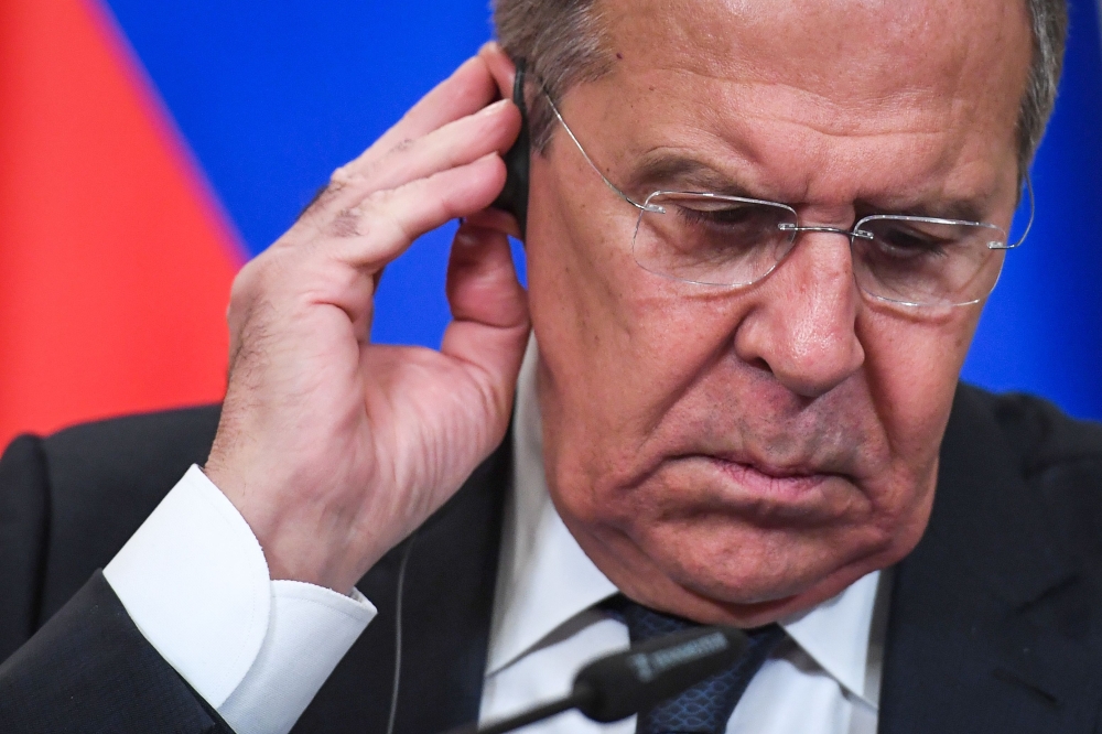 Russian Foreign Minister Sergei Lavrov attends a joint press conference with his Turkish counterpart following their meeting in Moscow on March 14, 2018. / AFP / Kirill KUDRYAVTSEV
