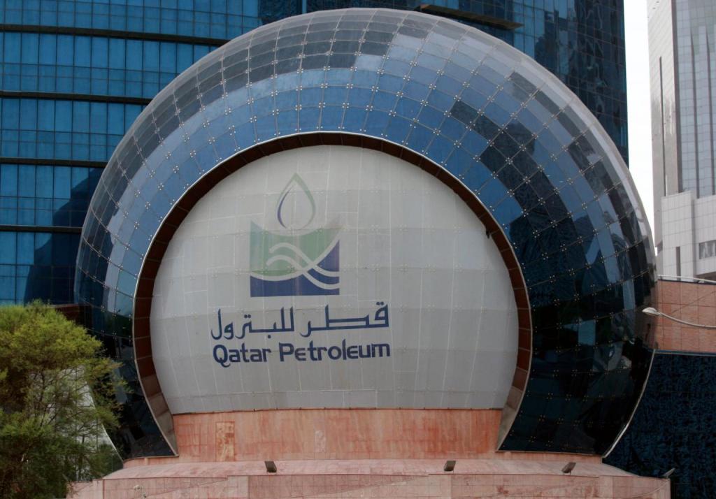 The logo of Qatar Petroleum is seen at its headquartes in Doha, Qatar, July 8, 2017. REUTERS/Stringer