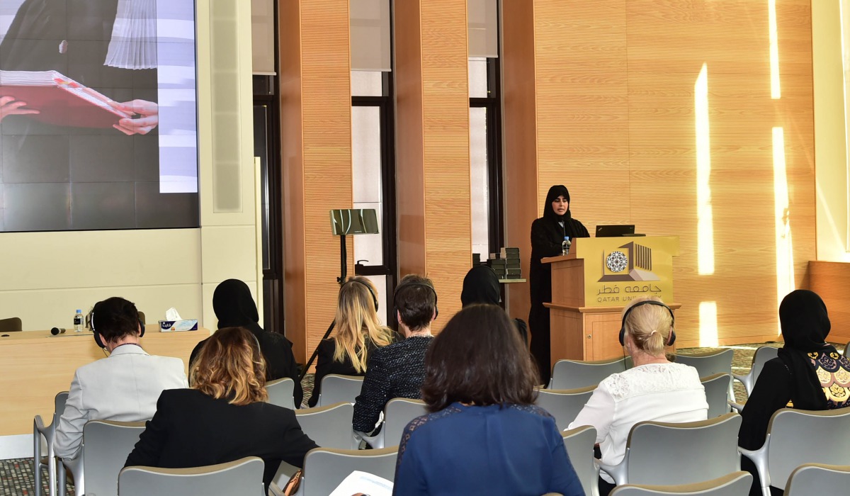 Prof Mariam Al Maadeed giving her speech.