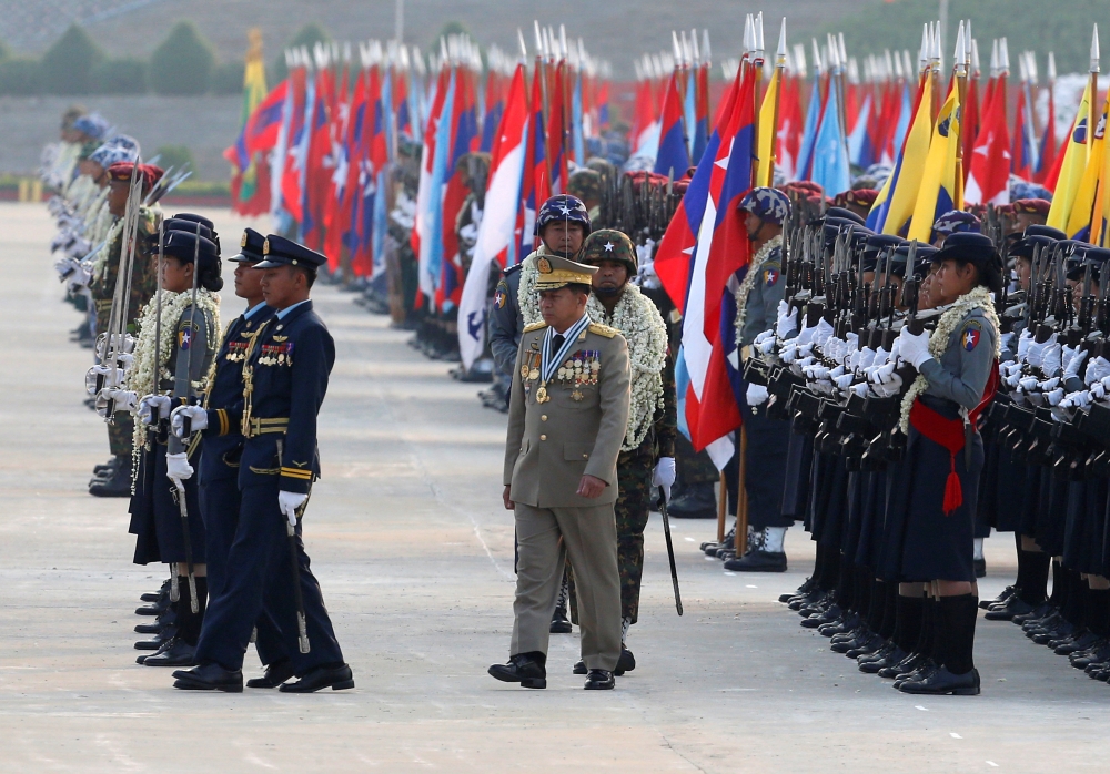 Myanmar's Senior General Min Aung Hlaing takes part during a parade to mark the 73rd Armed Forces Day in the capital Naypyitaw, Myanmar March 27, 2018. REUTERS/Stringer 