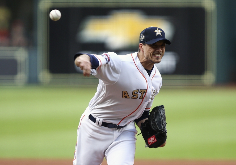Houston Astros starting pitcher Charlie Morton (50) delivers a pitch during the first inning against the Baltimore Orioles at Minute Maid Park. Troy Taormina
