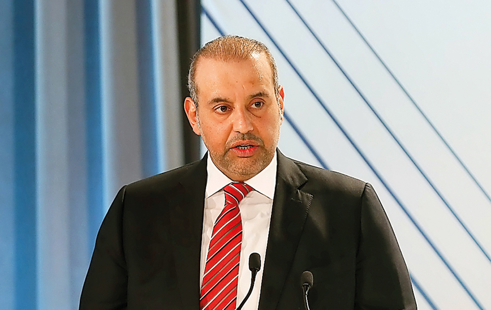 Minister of Economy and Commerce H E Sheikh Ahmed bin Jassim bin Mohammed Al Thani speaking in Miami.