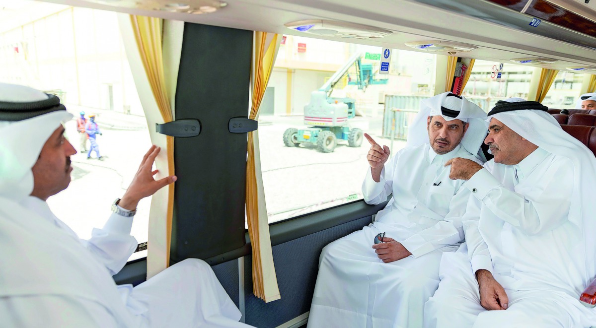 Prime Minister and Interior Minister H E Sheikh Abdullah bin Nasser bin Khalifa Al Thani during an inspection visit to Umm Al Houl Power Plant of Qatar Electricity and Water Company (QEWC).                                                                