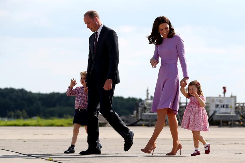 File photo of Britain's Prince William, the Duke of Cambridge, his wife Princess Kate, the Duchess of Cambridge, Prince George and Princess Charlotte walk at the airfield in Hamburg Finkenwerder, Germany, July 21, 2017. REUTERS