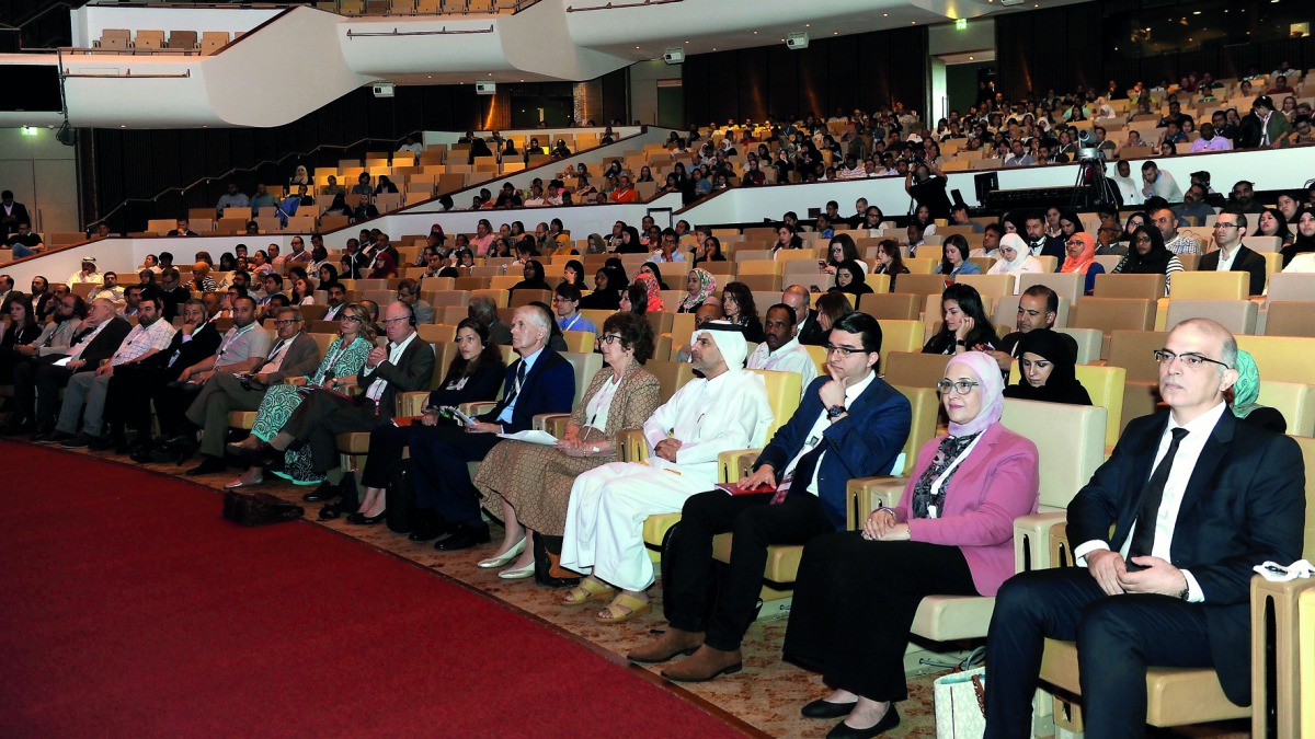 The local and international experts during the Qatar Genome Program’s second Symposium at the Qatar National Convention Center yesterday. Pic: Salim Matramkot/The Peninsula
