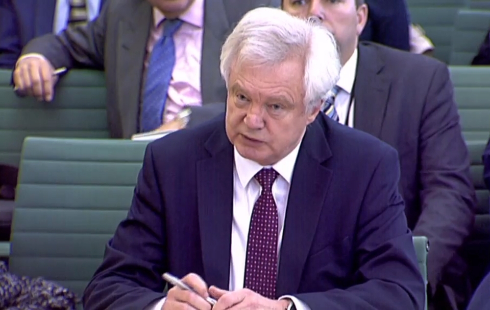 A video grab from footage broadcast by the UK Parliament's Parliamentary Recording Unit (PRU) shows Britain's Secretary of State for Exiting the European Union (Brexit Minister) David Davis as he speaks at Parliament's Exiting the European Union Committee