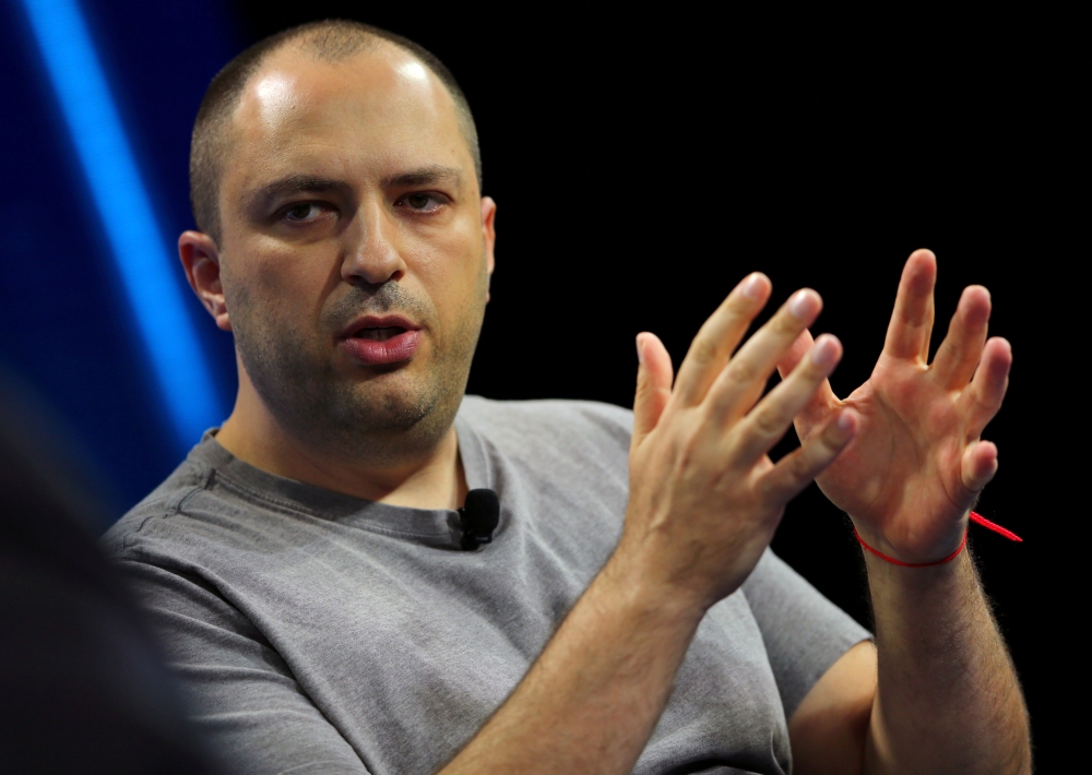 FILE PHOTO: Jan Koum, co-founder and CEO of whatsapp speaks at the WSJD Live conference in Laguna Beach, California October 25, 2016. REUTERS/Mike Blake/File Photo	
