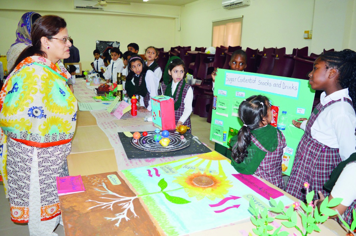 Nargis Raza Otho, Principal of Pakistan International School Qatar (PISQ), interacting with students.