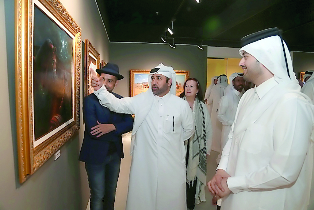 Officials take a look on the displays at ‘Arabian Horse Through the Masters’ Eyes’ exhibition at Katara Building 19.