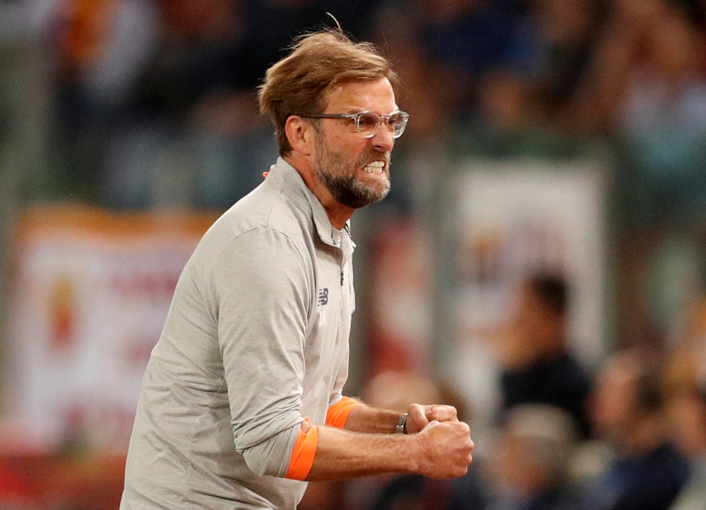 Liverpool manager Juergen Klopp celebrates after Sadio Mane scores their first goal Action Images via Reuters/John Sibley 