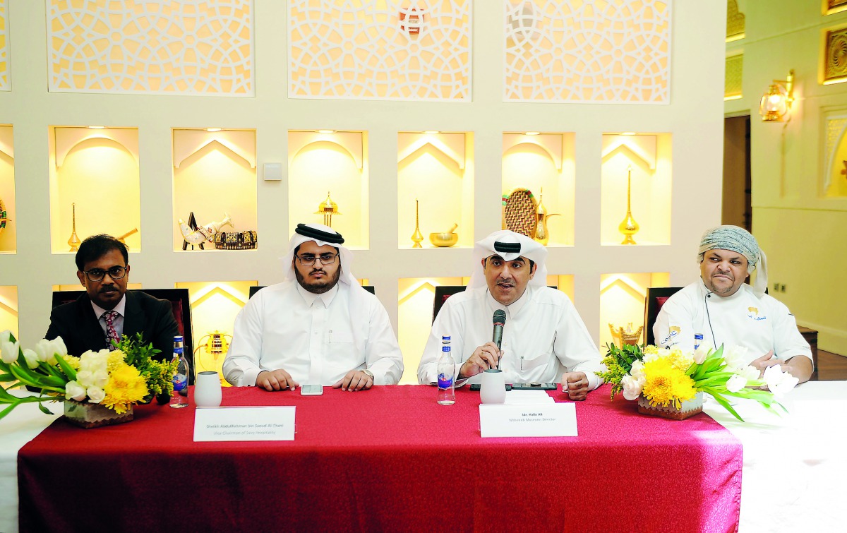 FROM LEFT: Yoonus Salim Vappattu, Managing Director of Savy Hospitality; Sheikh Abdul Rehman bin Saoud Al Thani, Vice-Chairman of Savy Hospitality; Hafiz Ali, Director of Msheireb Museums, and Issa Allemki, Executive Chef of Al Fai Restaurant, at the open