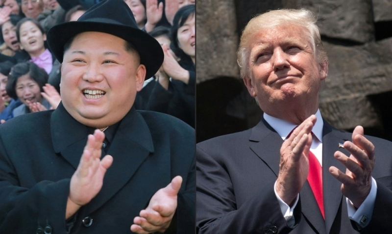 This combination of pictures created on March 9, 2018 comprising of an undated picture released from North Korea's official Korean Central News Agency (KCNA) on January 17, 2018 showing North Korean leader Kim Jong-Un visiting the newly-renovated Pyongyan