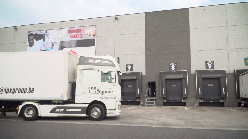 Truck carries supplies to combat the Ebola outbreak in the Democratic Republic of Congo in this May 16, 2018 picture obtained from social media video, in Brussels, Belgium. DOCTORS WITHOUT BORDERS/MEDECINS SANS FRONTIERES (MSF)/via REUTERS 