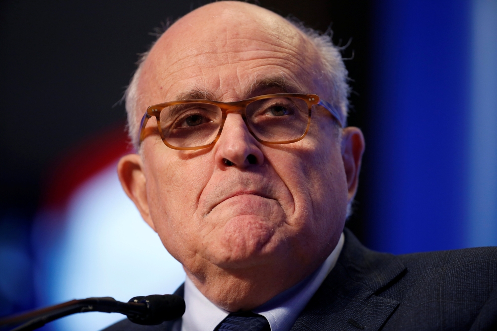 Rudy Giuliani speaks at the 2018 Iran Freedom Convention in Washington, May 5, 2018. (Reuters /Joshua Roberts) 