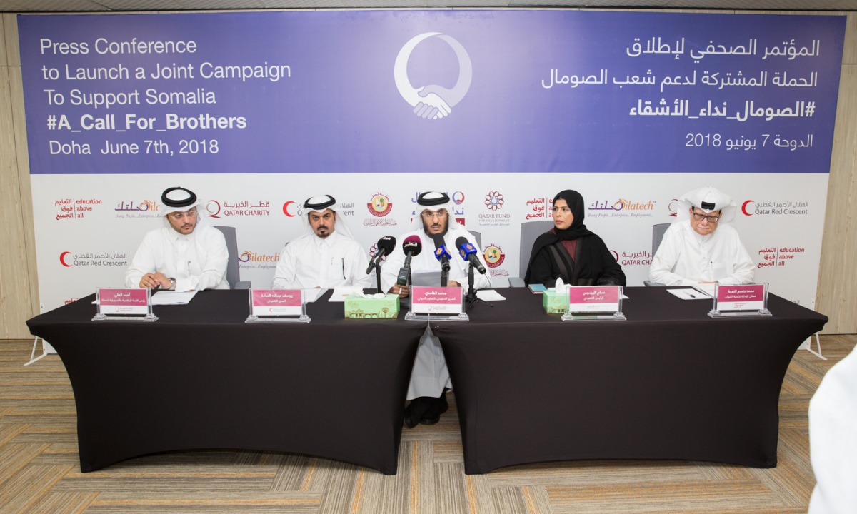 The officials from local charity organisations addressing the press conference.