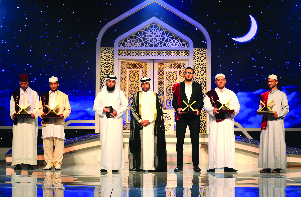 The winners of Katara Holy Quran recitation contest receive prize from officials. 