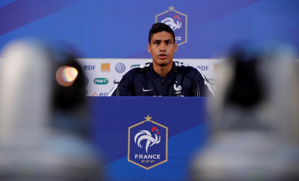 France's Raphael Varane during the press conference REUTERS/Tatyana Makeyeva
