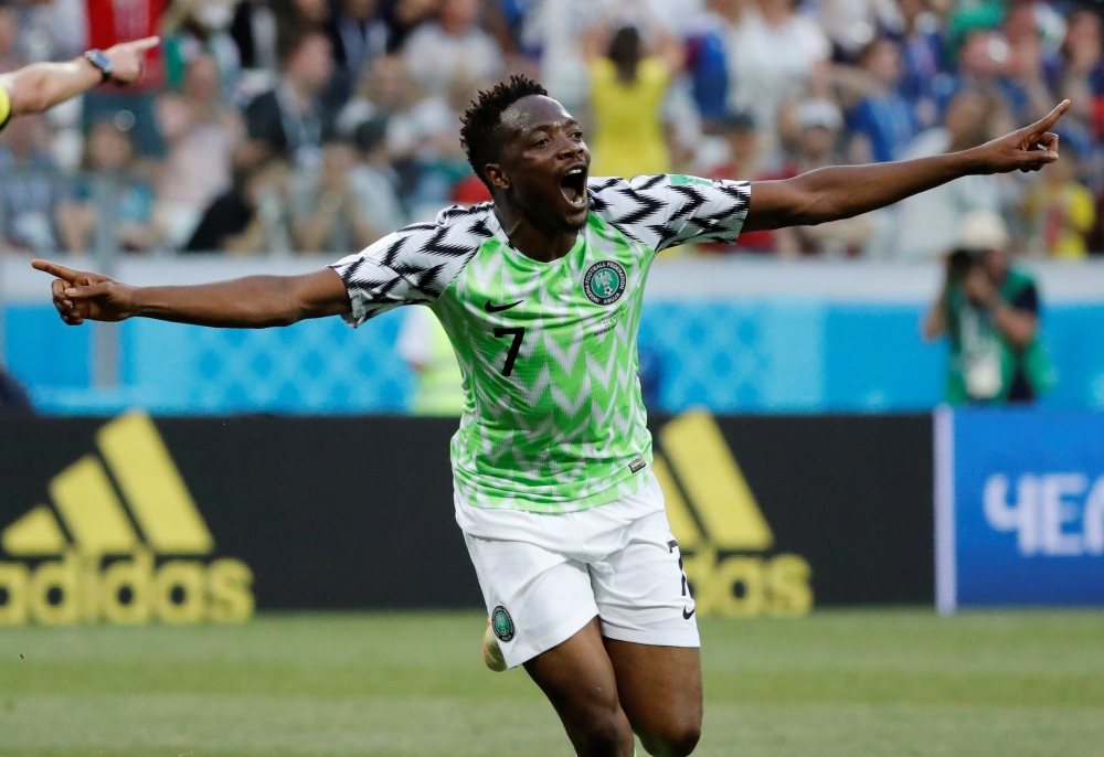 Nigeria's Ahmed Musa celebrates scoring their second goal. Reuters/Toru Hanai
 

