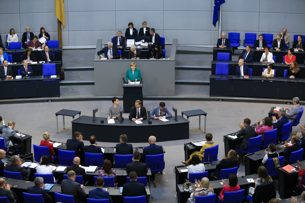 German Chancellor Angela Merkel delivers a speech at the German parliament Bundestag ahead of the EU Summit in Brussels, on June 28, 2018 in Berlin, Germany. ( Abdülhamid Ho?ba? - Anadolu Agency )