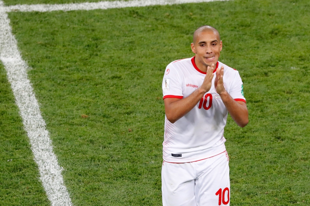 Tunisia's forward Wahbi Khazri reacts during the Russia 2018 World Cup Group G football match between Panama and Tunisia at the Mordovia Arena in Saransk on June 28, 2018. AFP / Jack Guez