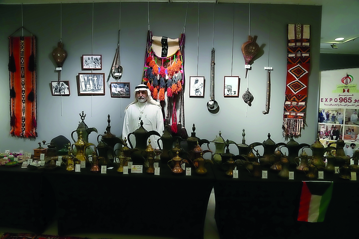 A collection of Arabic coffee pots (dallah) at the Qatari-Kuwaiti Relations Exhibition which opened yesterday at Katara.
