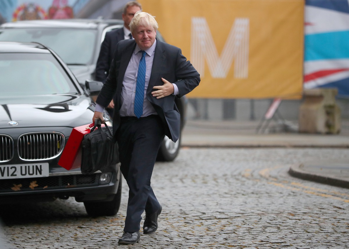 British Foreign Secretary Boris Johnson arrives at the conference centre for the Conservative Party Conference in Manchester, October 1, 2017. (Reuters/Hannah McKay) 