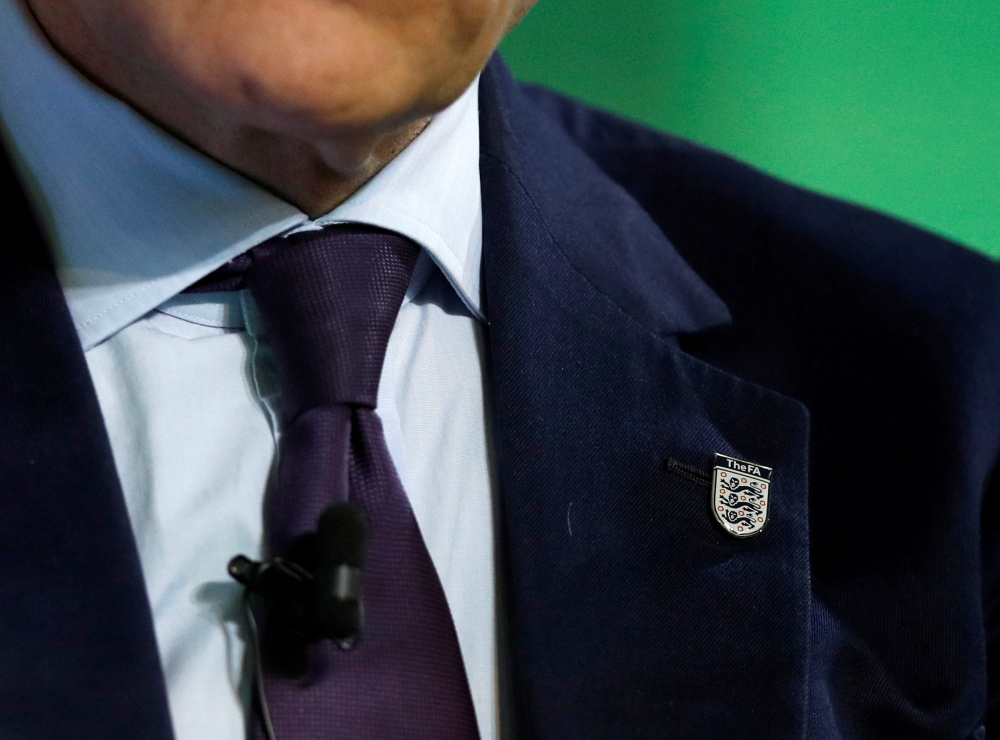 Mark Carney, Governor of Bank of England, wearing an England 'Three Lions' lapel pin, addresses the Northern Powerhouse Business Summit Boiler Shop in Newcastle, Britain, July 5, 2018. Reuters/Phil Noble