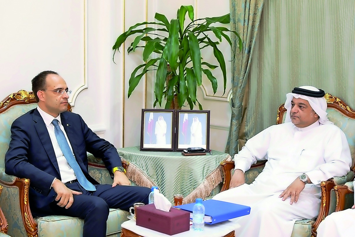 Mohammed bin Ahmed Al Obaidly (right), Qatar Chamber Board Member with Roberto Moncalvo, President of Coldiretti Association, during their meeting at Qatar Chambers premises.