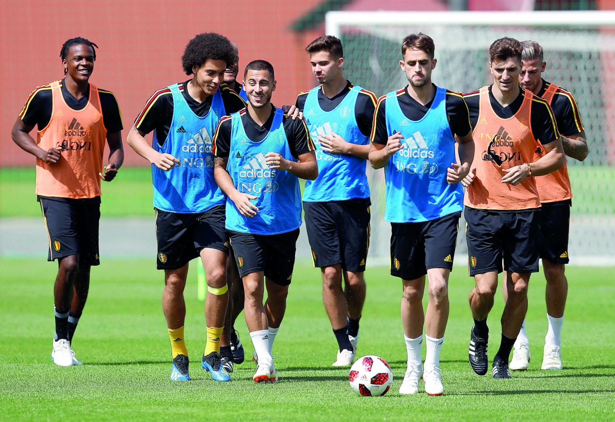 Belgium players during training in Moscow
