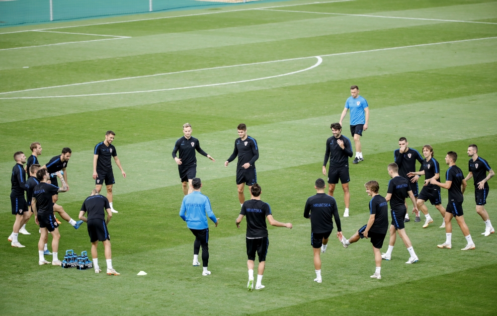 Croatia's national football team players attend training session ahead of the World Cup 2018 final match against France, in Moscow, Russia on July 14, 2018. ( ?ebnem Co?kun - Anadolu Agency )