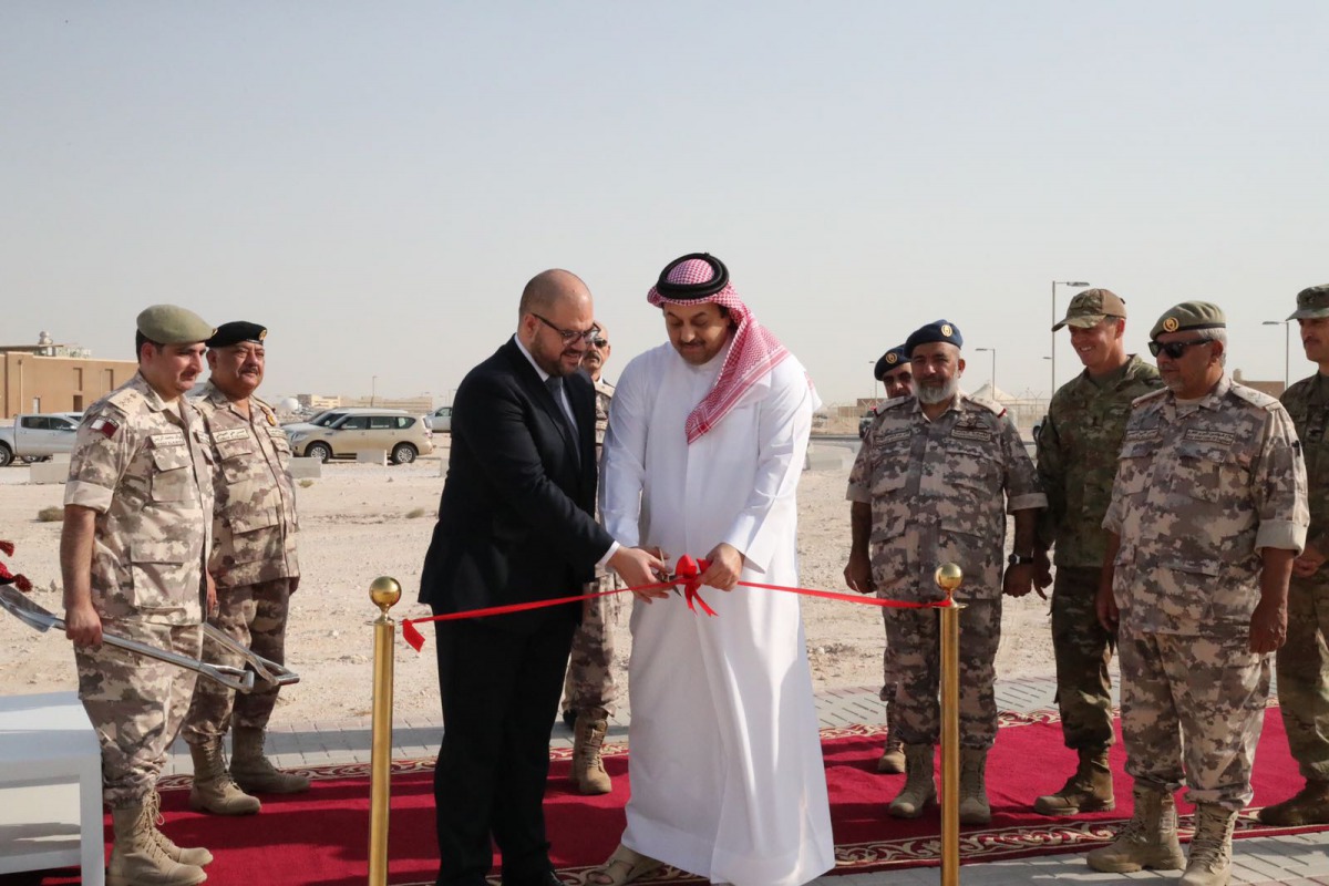 Deputy Prime Minister and Minister of State for Defence Affairs H E Dr. Khalid bin Mohamed Al Attiyah and Chargé d’Affaires of the US Embassy in Qatar Ryan M Gliha during the ceremony.