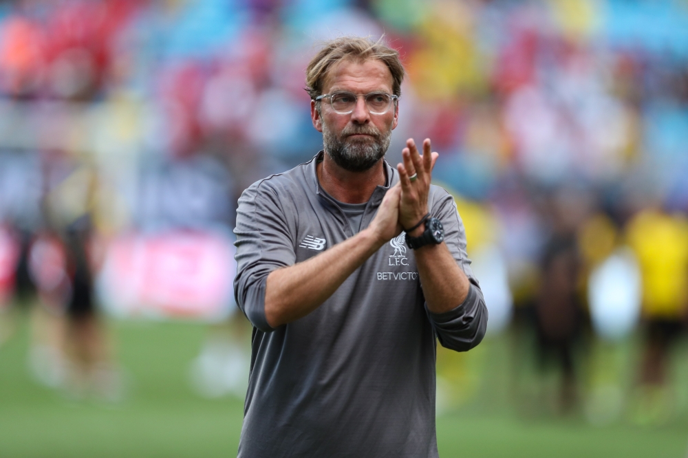  Liverpool Coach Jurgen Klopp applauds the fans after the second half of an International Champions Cup soccer match between Liverpool and the Borussia Dortmund at Bank of America Stadium. (Jim Dedmon-USA TODAY Sports)