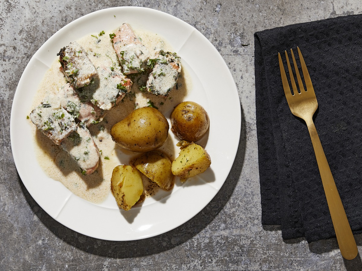 Creamy Herbed Salmon. (Photo by Tom McCorkle and food styling by Bonnie S. Benwick)