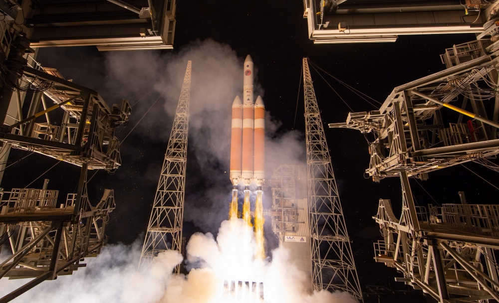 This handout photo released by NASA shows the United Launch Alliance Delta IV Heavy rocket with the Parker Solar Probe onboard during its launch on August 12, 2018, Launch Complex 37 at Cape Canaveral Air Force Station in Florida. 