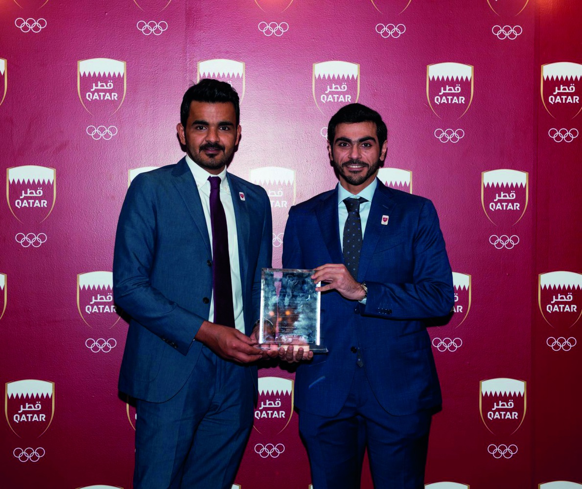 H E Sheikh Joaan bin Hamad Al Thani,President of QOC, and Hussain Sultan Al Jaber at the ceremony.