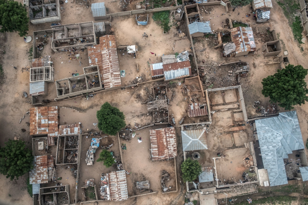 FILE PHOTO: An aerial view shows part of Gwoza, north-eastern Nigeria.   AFP / STEFAN HEUNIS
