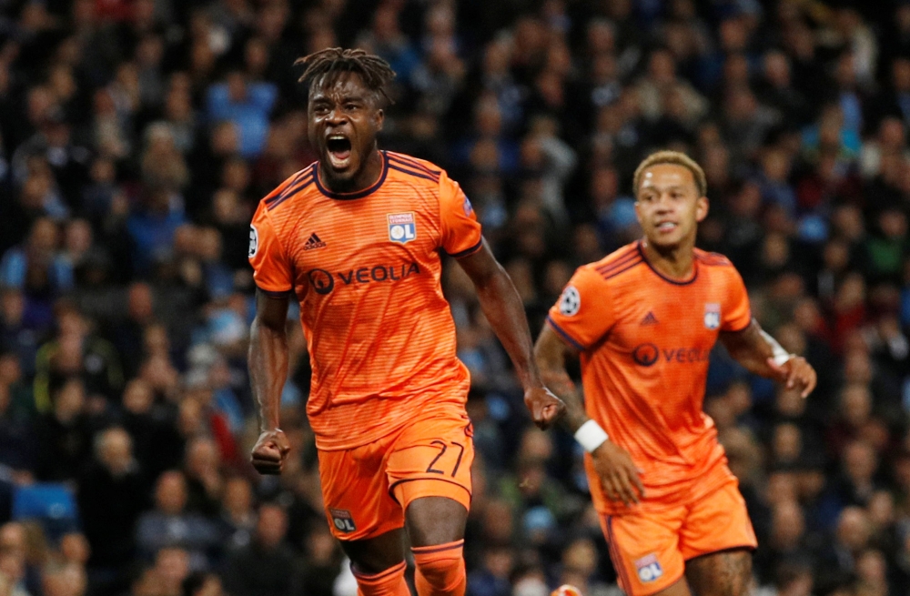  Lyon's Maxwel Cornet celebrates scoring their first goal Reuters/Phil Noble