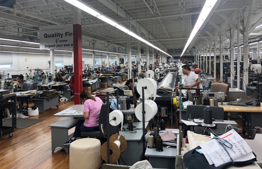 The sewing lines at Bernhard Furniture Company where skilled craft jobs are growing without the help of tariffs, and company officials say they are pressed to fill open positions is shown in Lenoir, North Carolina, U.S., August 15, 2018, 2018. REUTERS/How